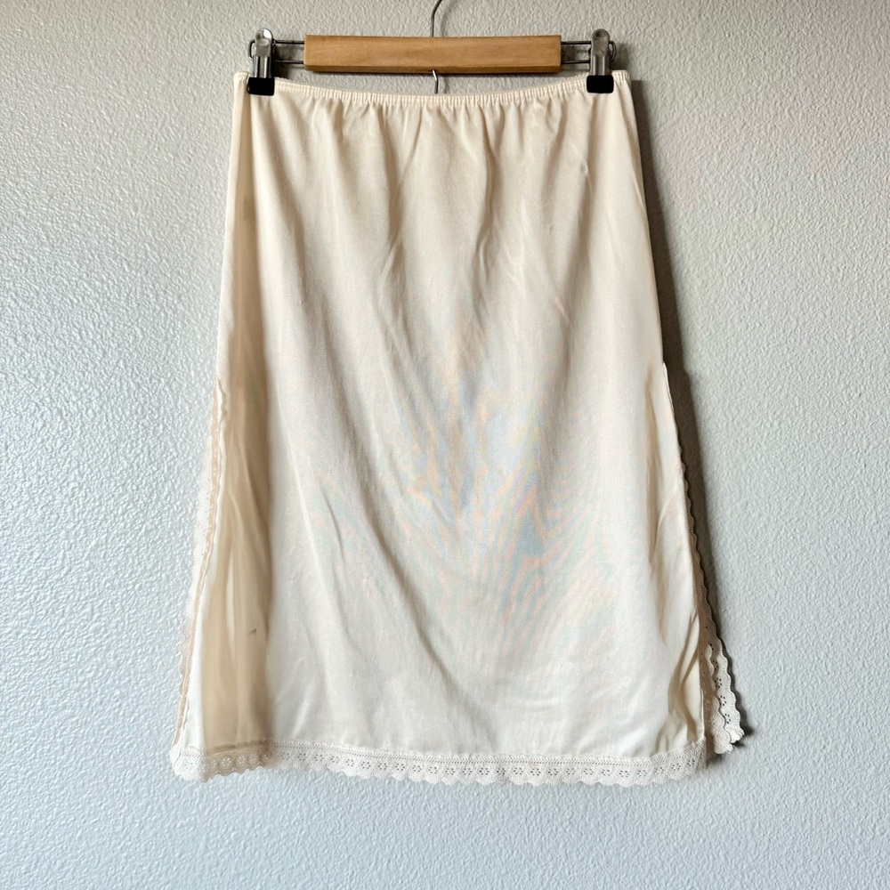 Vintage Fortune Slip Skirt Side Slits Lace Trim